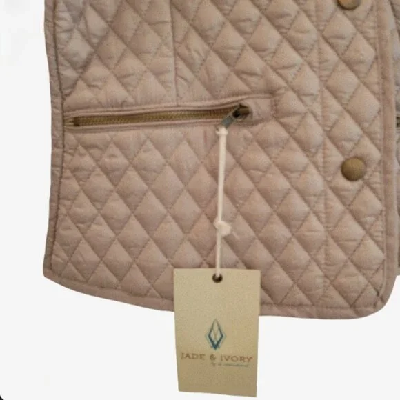 Jade & Ivory Quilted Lightweight Jacket | Nude Blush Snap Front Coat- NWT! - Picture 6 of 11